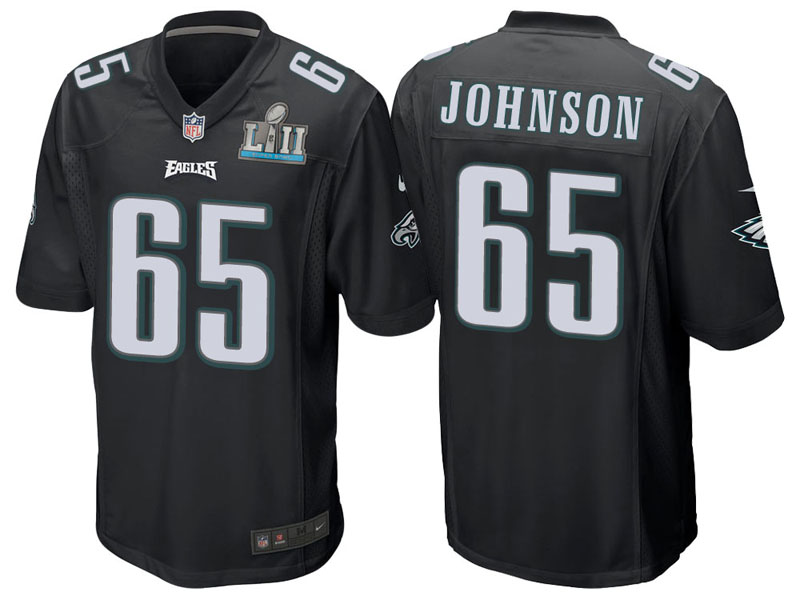 Philadelphia Eagles #65 Lane Johnson Black Super Bowl LII Bound Game Jersey