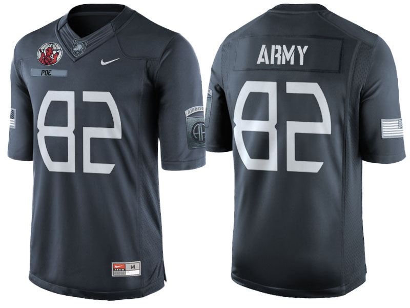 Edgar Poe #82 Army Black Knights Anthracite Airborne Tribute College Football Jersey Edgar Poe #82 Army Black Knights Anthracite Airborne Tribute College Football Jersey