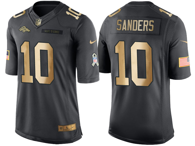 Broncos #10 Emmanuel Sanders Anthracite 2016 Christmas Gold Salute to Service Jersey Broncos #10 Emmanuel Sanders Anthracite 2016 Christmas Gold Salute to Service Jersey