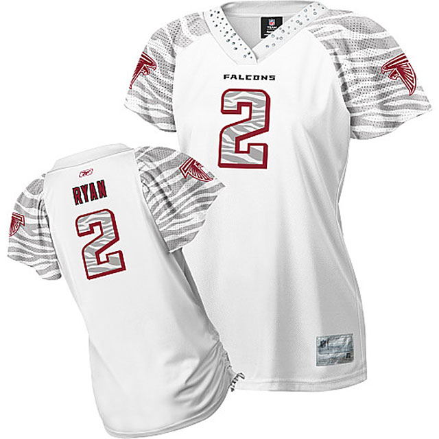 Women Atlanta Falcons #2 Matt Ryan White Zebra Field Flirt Fashion Jersey