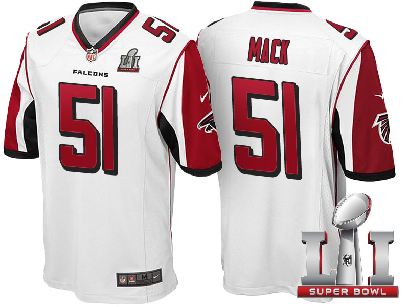Atlanta Falcons #51 Alex Mack White 2017 Super Bowl LI Patch Game Jersey