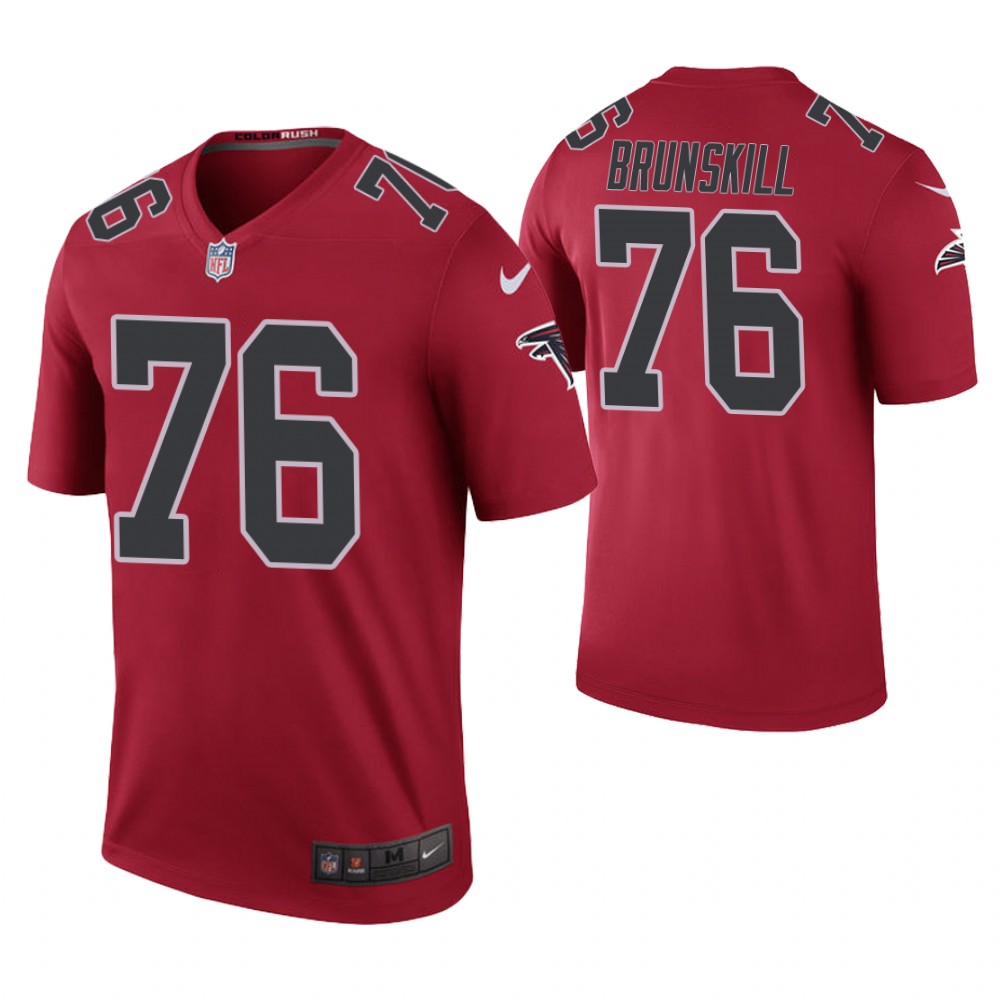 Atlanta Falcons #76 Daniel Brunskill Red Color Rush Legend Jersey