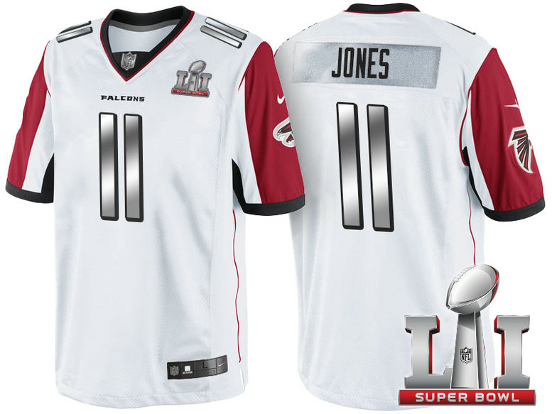 Atlanta Falcons #11 Julio Jones White 2017 Super Bowl LI Silver Limited Jersey