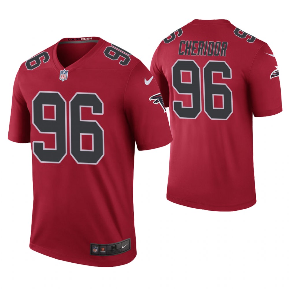 Atlanta Falcons #96 Mackendy Cheridor Red Color Rush Legend Jersey Atlanta Falcons #96 Mackendy Cheridor Red Color Rush Legend Jersey