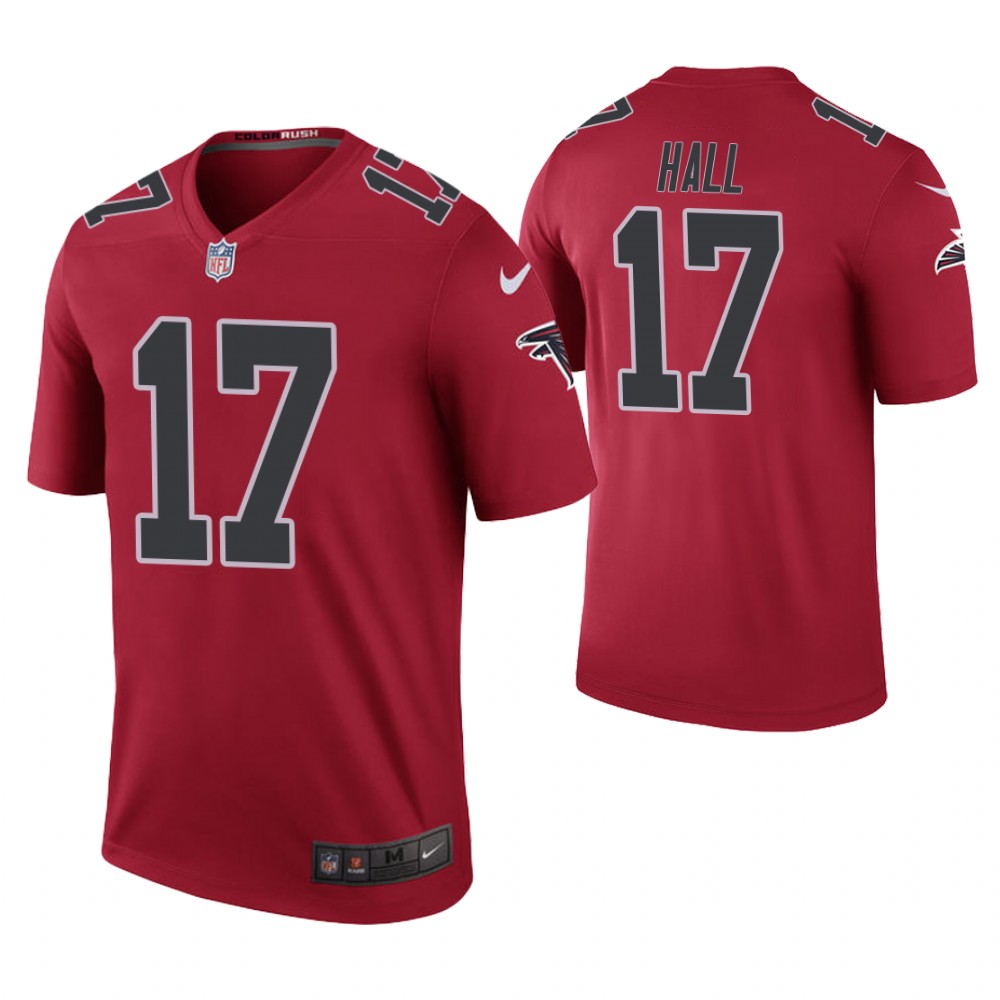 Atlanta Falcons #17 Marvin Hall Red Color Rush Legend Jersey