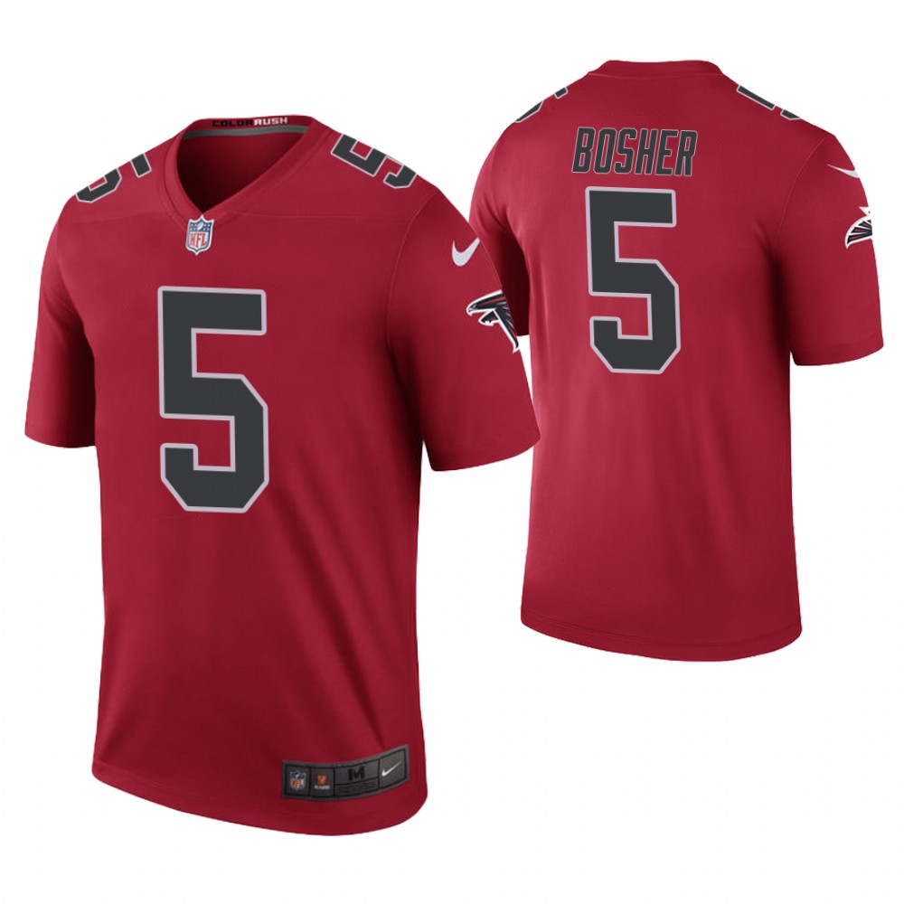 Atlanta Falcons #5 Matt Bosher Red Color Rush Legend Jersey