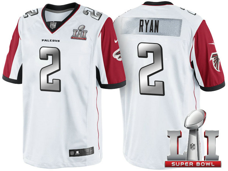 Atlanta Falcons #2 Matt Ryan White 2017 Super Bowl LI Silver Limited Jersey Atlanta Falcons #2 Matt Ryan White 2017 Super Bowl LI Silver Limited Jersey