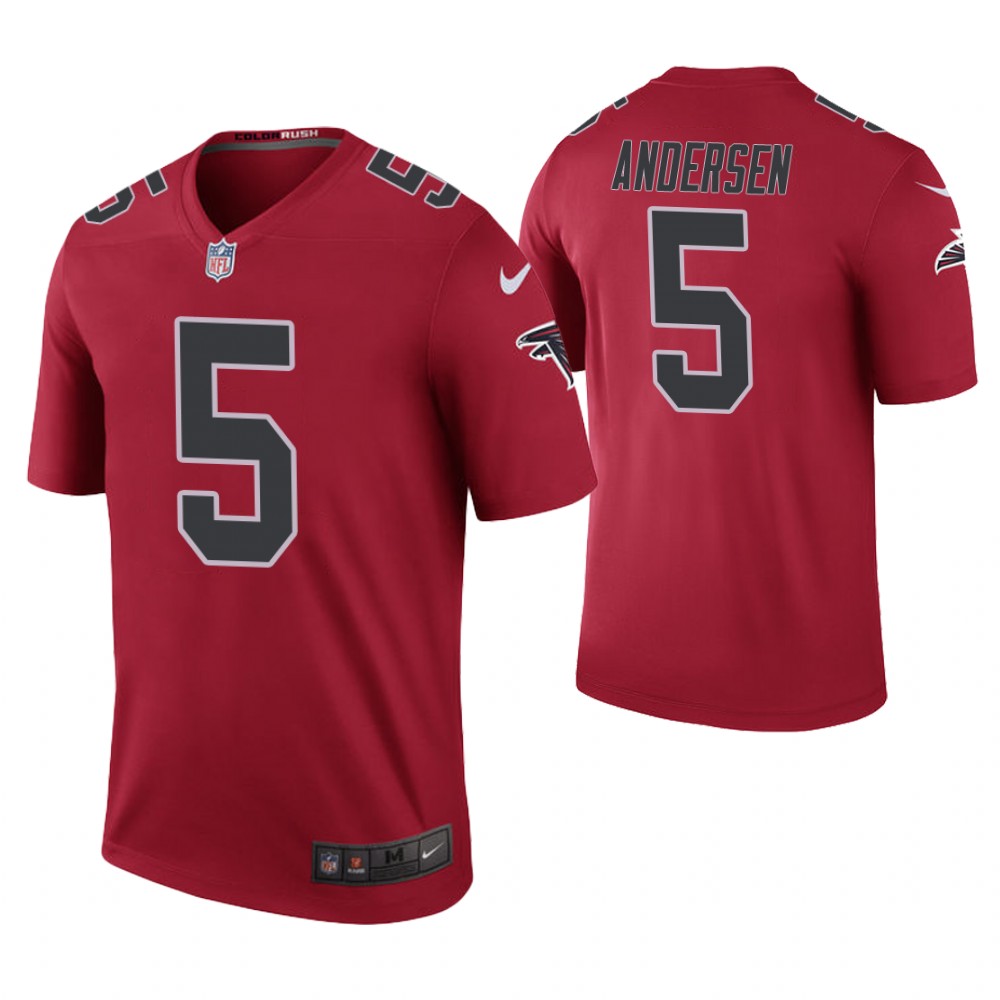 Atlanta Falcons #5 Morten Andersen Red Color Rush Legend Retired Player Jersey