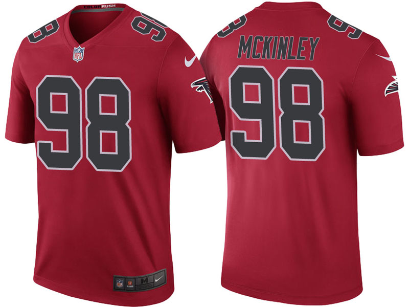 Atlanta Falcons #98 Takkarist McKinley Red Color Rush Legend Jersey