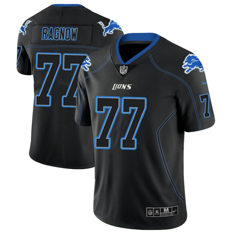 Detroit Lions #77 Frank Ragnow 2018 Lights Out Color Rush Limited Black Jersey