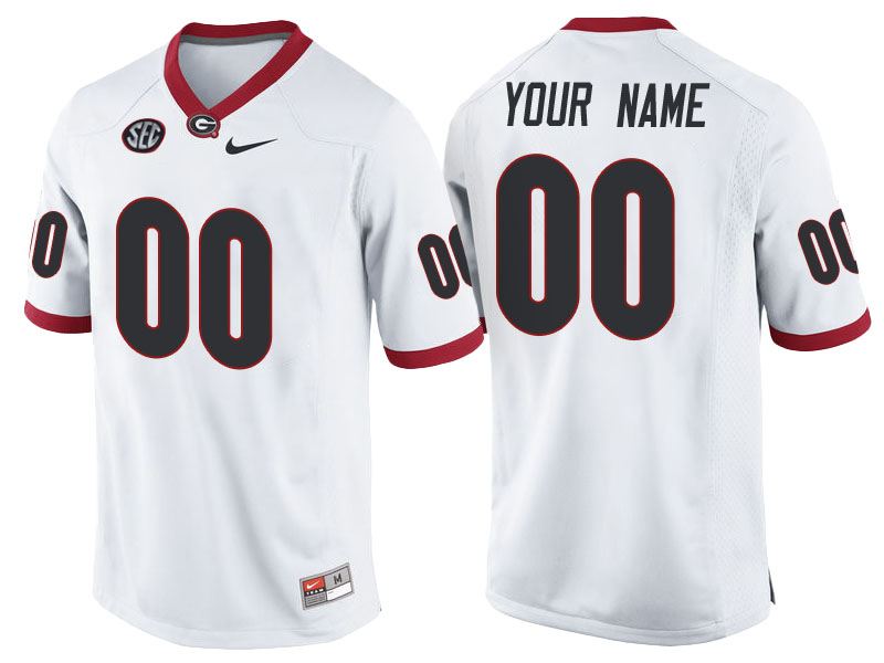 Georgia Bulldogs White Replica Custom College Football Jersey Georgia Bulldogs White Replica Custom College Football Jersey