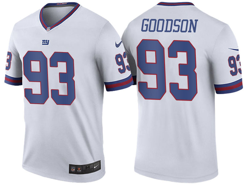 New York Giants #93 B.J. Goodson White Color Rush Legend Jersey