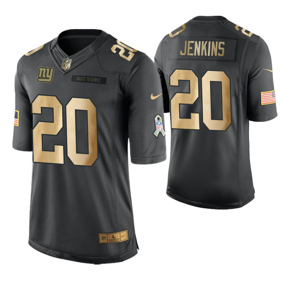 2018 Christmas Giants #20 Janoris Jenkins Anthracite Gold Salute to Service Jersey