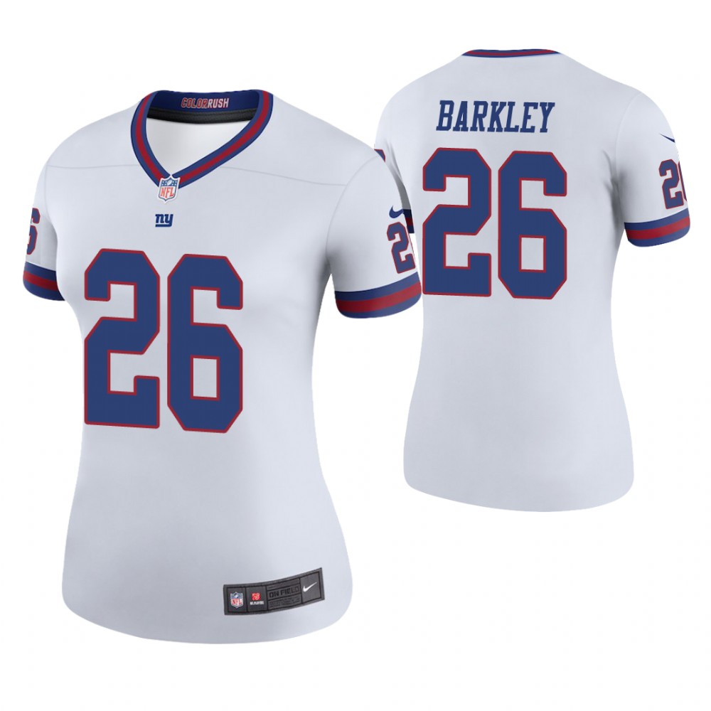 Women New York Giants #26 Saquon Barkley White Color Rush Legend Jersey Women New York Giants #26 Saquon Barkley White Color Rush Legend Jersey