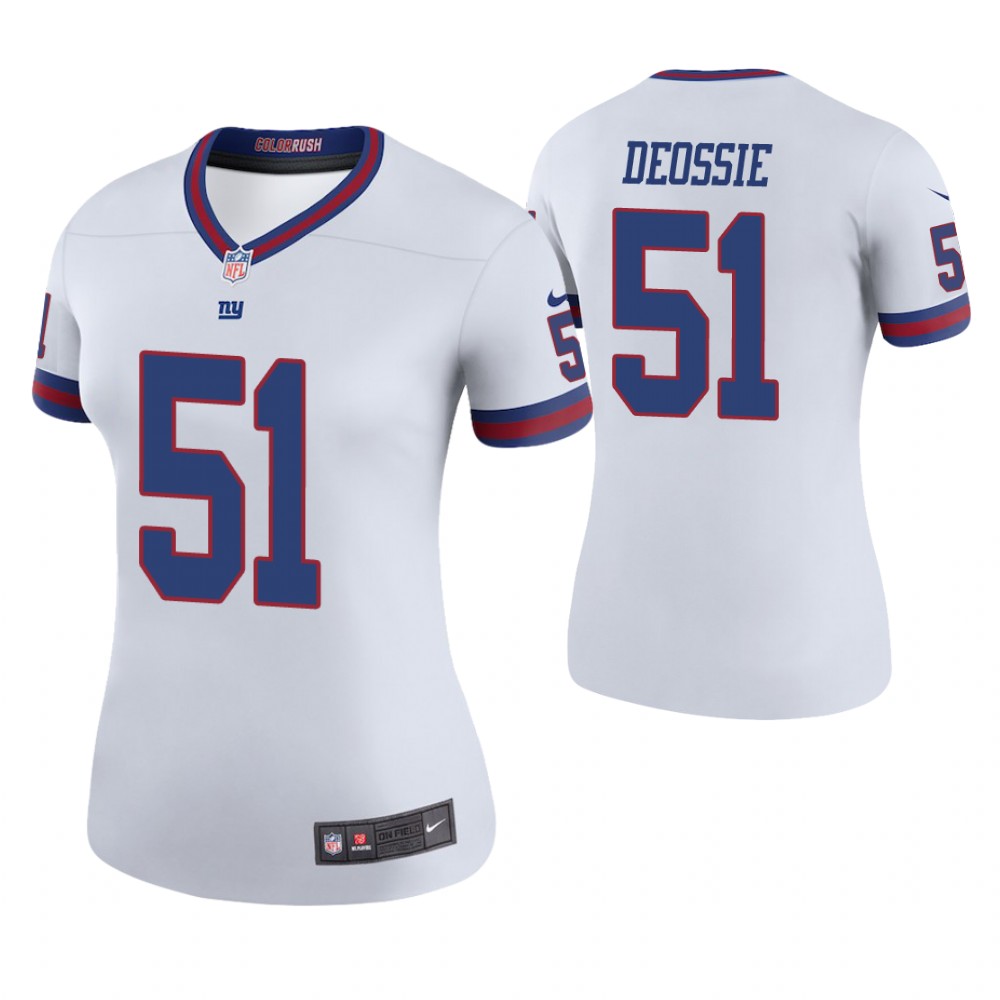 Women New York Giants #51 Zak DeOssie White Color Rush Legend Jersey Women New York Giants #51 Zak DeOssie White Color Rush Legend Jersey