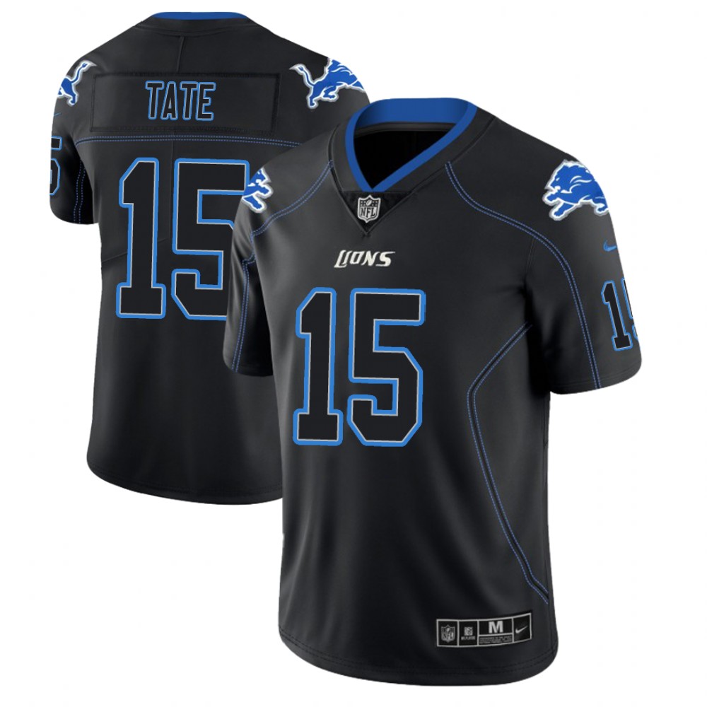 Detroit Lions #15 Golden Tate 2018 Lights Out Color Rush Limited Black Jersey