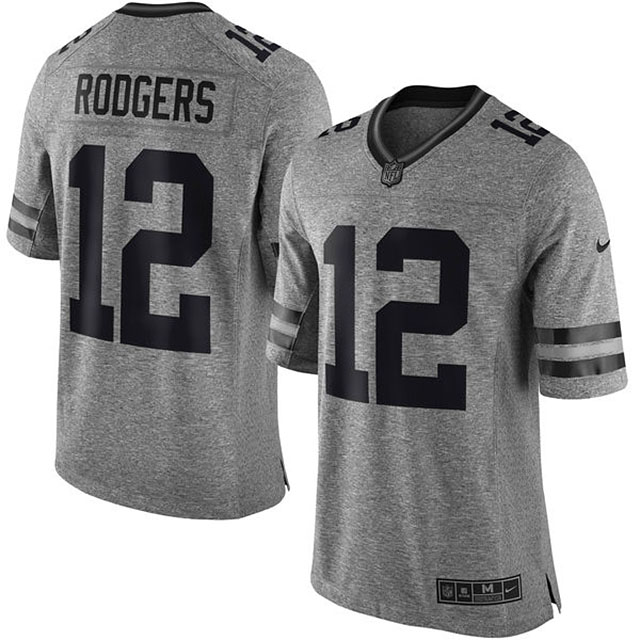 Green Bay Packers #12 Aaron Rodgers Gridiron Gray Limited Jersey