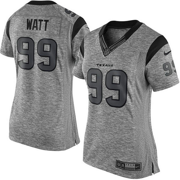 Women Houston Texans #99 J.J. Watt Gridiron Gray Limited Jersey