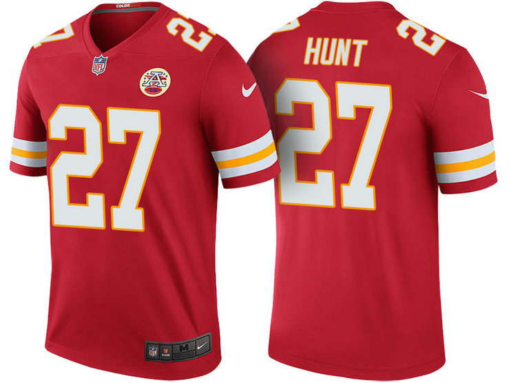 Kansas City Chiefs #27 Kareem Hunt Red Color Rush Legend Jersey