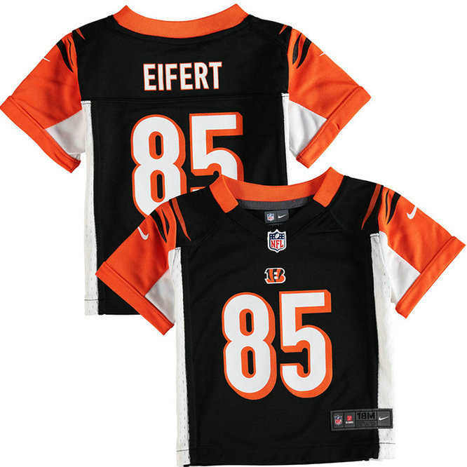 Infant Cincinnati Bengals #85 Tyler Eifert Black Game Jersey With Super Bowl LVI Patch