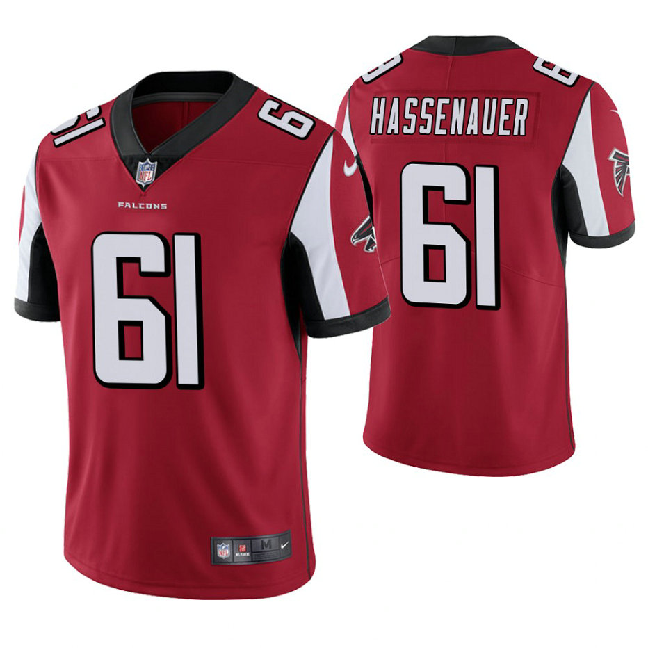 Atlanta Falcons #61 J. C. Hassenauer Red Vapor Untouchable Limited Player Jersey