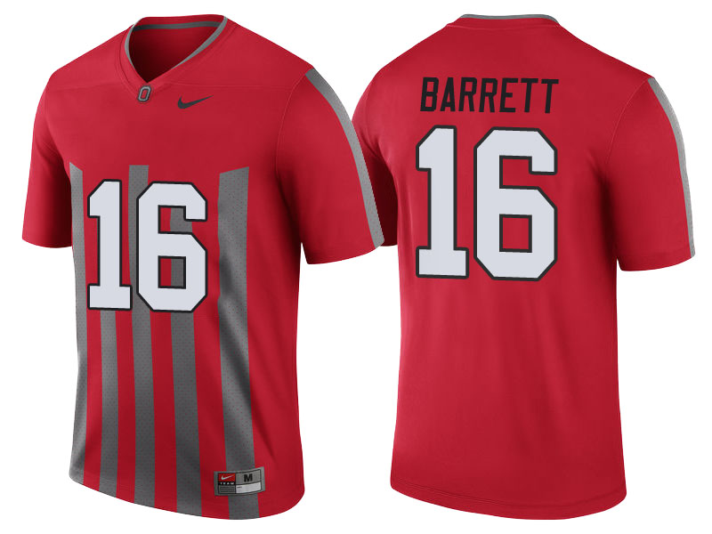 J.T. Barrett #16 Ohio State Buckeyes Red Throwback Limited College Football Jersey
