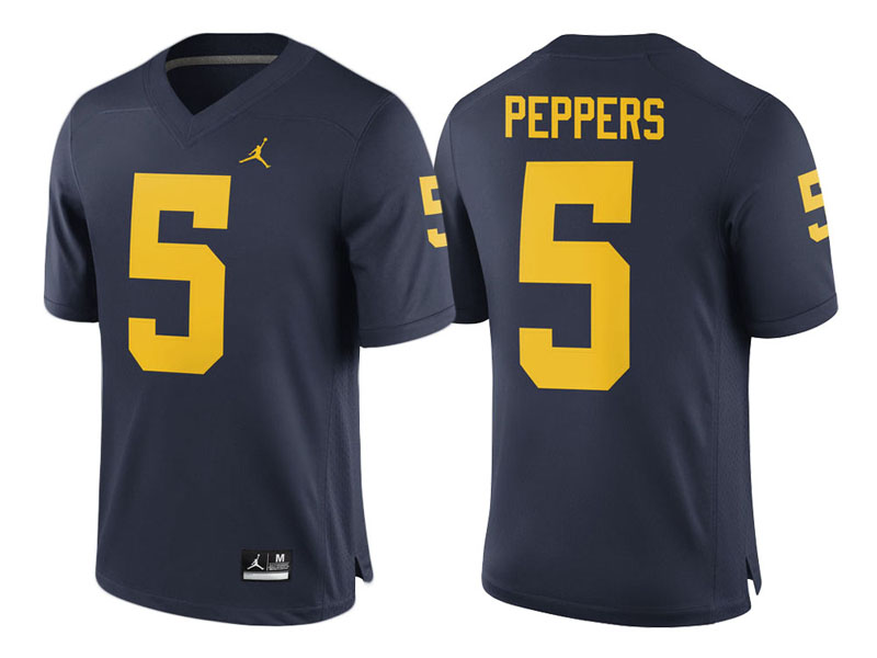 Jabrill Peppers #5 Michigan Wolverines Navy Alumni College Football Jersey Jabrill Peppers #5 Michigan Wolverines Navy Alumni College Football Jersey