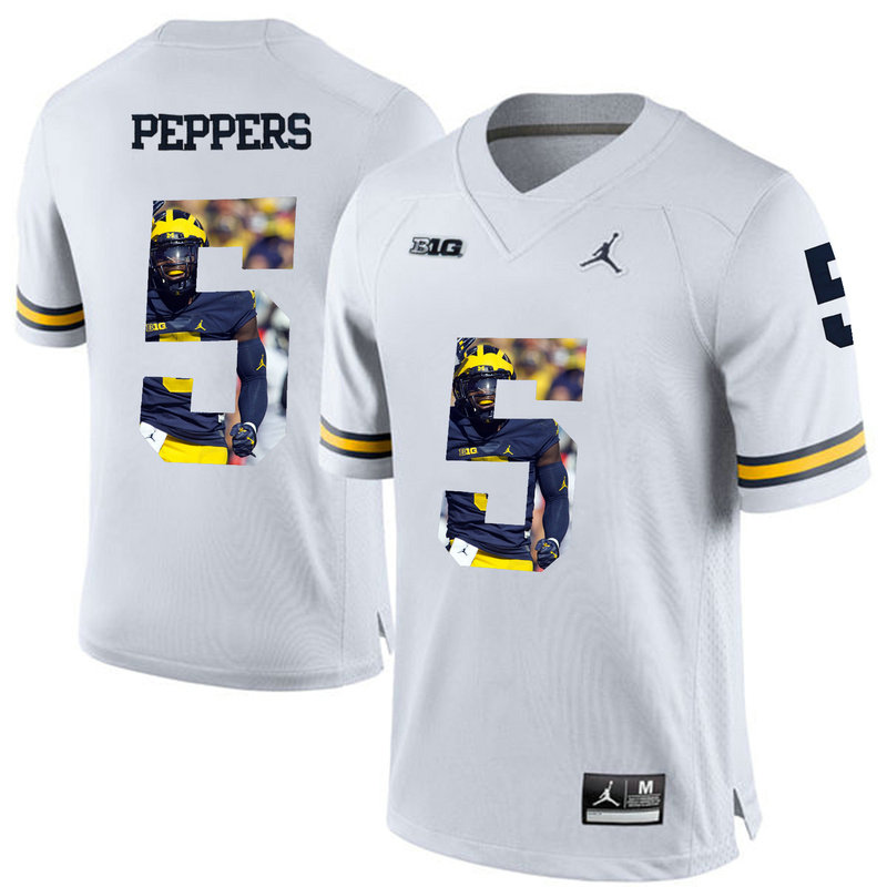 Jabrill Peppers #5 Michigan Wolverines White College Football Jersey Jabrill Peppers #5 Michigan Wolverines White College Football Jersey