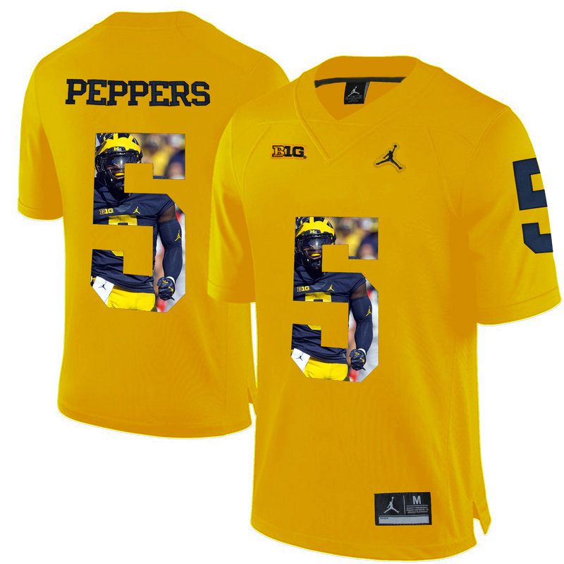 Jabrill Peppers #5 Michigan Wolverines Yellow College Football Jersey Jabrill Peppers #5 Michigan Wolverines Yellow College Football Jersey