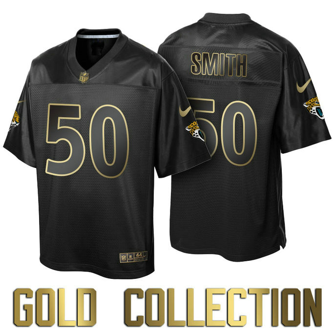 Jacksonville Jaguars #50 Telvin Smith Super Bowl 50th Black Gold Collection Jersey Jacksonville Jaguars #50 Telvin Smith Super Bowl 50th Black Gold Collection Jersey