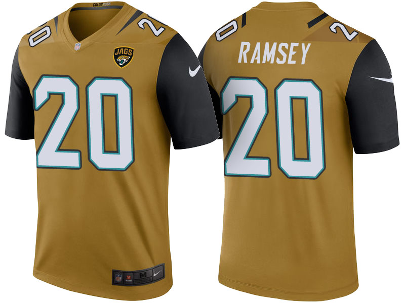 Jacksonville Jaguars #20 Jalen Ramsey Gold Color Rush Legend Jersey Jacksonville Jaguars #20 Jalen Ramsey Gold Color Rush Legend Jersey