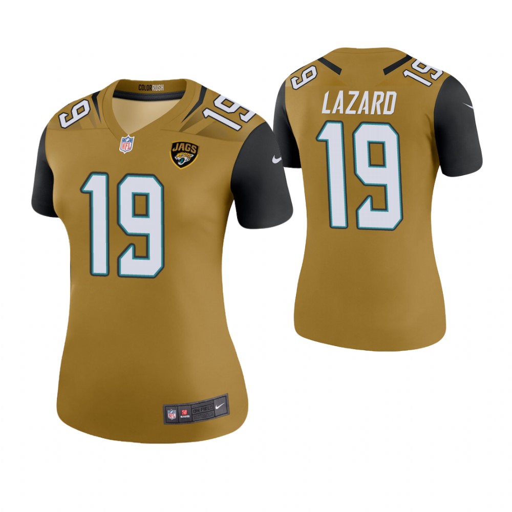 Women Jacksonville Jaguars #19 Allen Lazard Gold Color Rush Legend Jersey Women Jacksonville Jaguars #19 Allen Lazard Gold Color Rush Legend Jersey