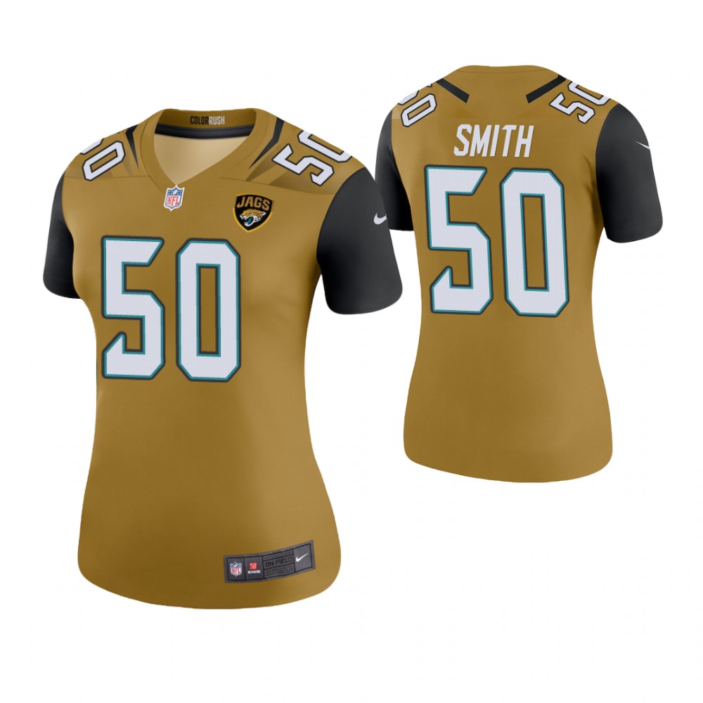Women Jacksonville Jaguars #50 Telvin Smith Gold Color Rush Legend Jersey