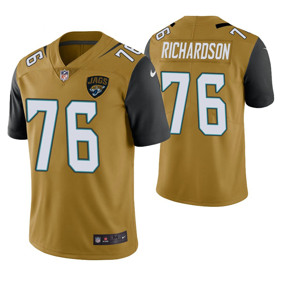 Jacksonville Jaguars #76 Will Richardson Gold Vapor Untouchable Color Rush Limited Player Jersey Jacksonville Jaguars #76 Will Richardson Gold Vapor Untouchable Color Rush Limited Player Jersey