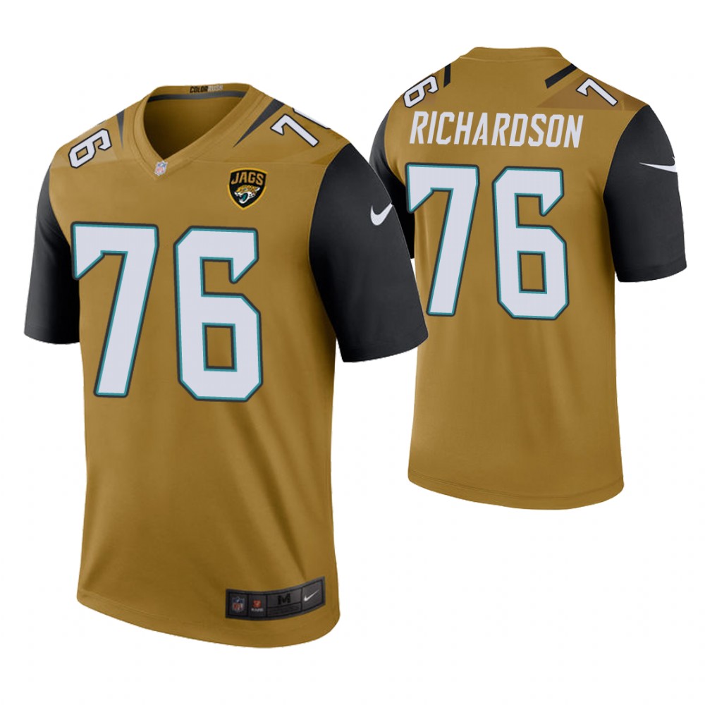Jacksonville Jaguars #76 Will Richardson Bold Gold Color Rush Legend Jersey Jacksonville Jaguars #76 Will Richardson Bold Gold Color Rush Legend Jersey