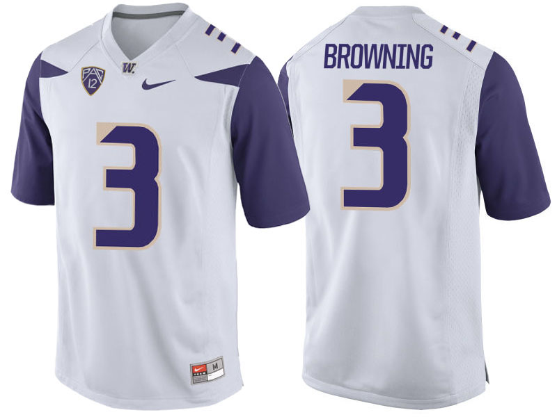 Jake Browning #3 Washington Huskies White College Football Jersey