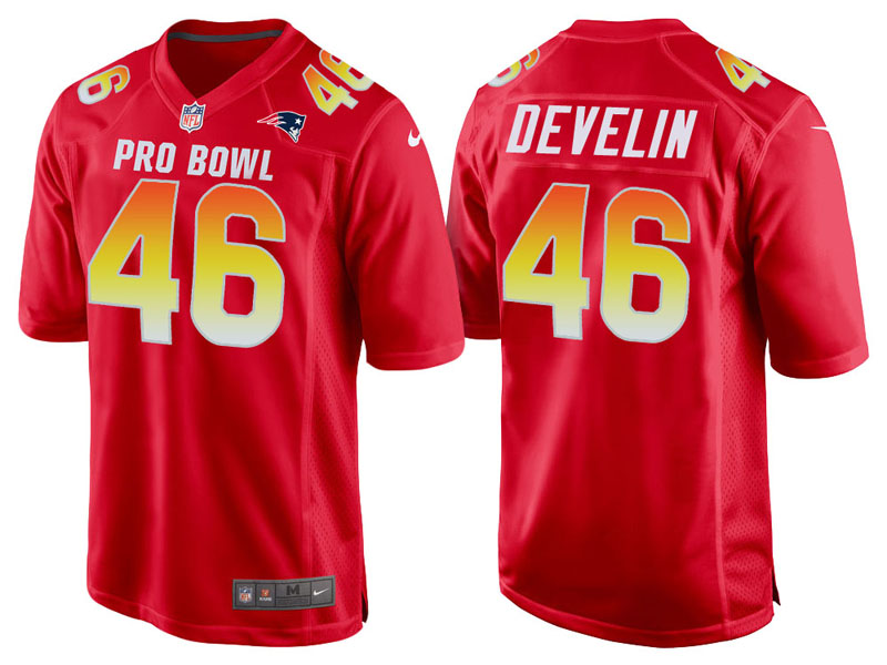 2018 Pro Bowl AFC New England Patriots #46 James Develin Red Game Jersey 2018 Pro Bowl AFC New England Patriots #46 James Develin Red Game Jersey