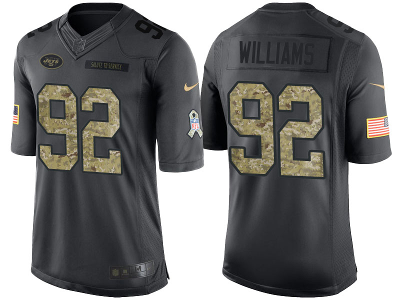 New York Jets #92 Leonard Williams Anthracite Camo 2016 Salute to Service Limited Veterans Day Jersey