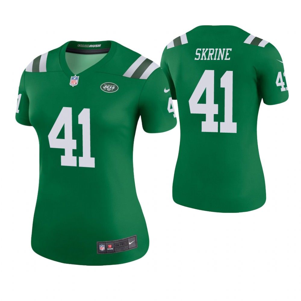 Women New York Jets #41 Buster Skrine Green Color Rush Legend Jersey Women New York Jets #41 Buster Skrine Green Color Rush Legend Jersey