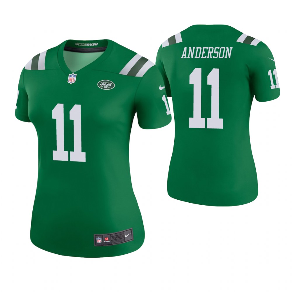 Women New York Jets #11 Robby Anderson Green Color Rush Legend Jersey Women New York Jets #11 Robby Anderson Green Color Rush Legend Jersey