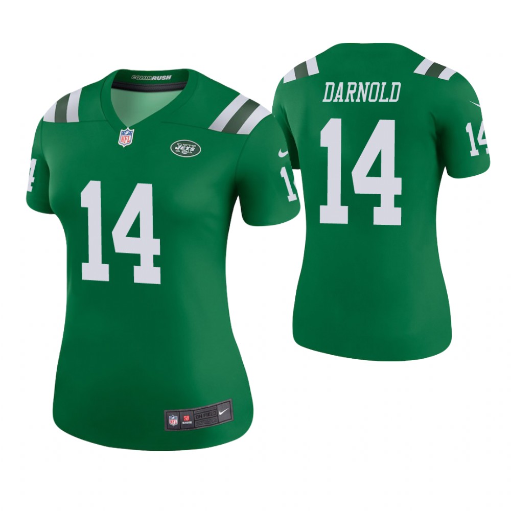 Women New York Jets #14 Sam Darnold Green Color Rush Legend Jersey Women New York Jets #14 Sam Darnold Green Color Rush Legend Jersey