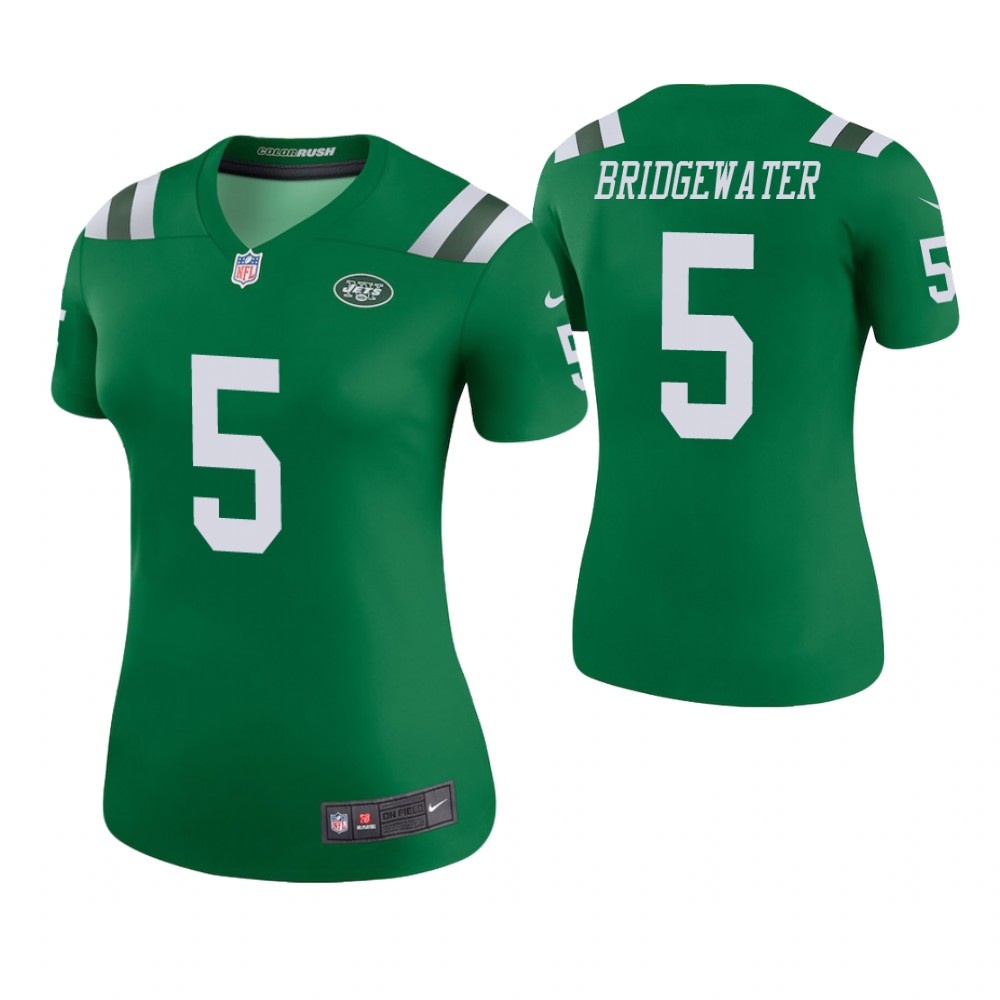 Women New York Jets #5 Teddy Bridgewater Green Color Rush Legend Jersey Women New York Jets #5 Teddy Bridgewater Green Color Rush Legend Jersey