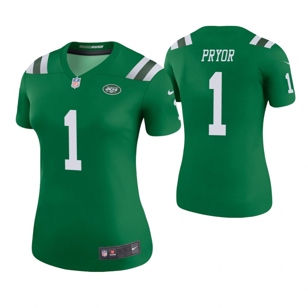 Women New York Jets #1 Terrelle Pryor Green Color Rush Legend Jersey Women New York Jets #1 Terrelle Pryor Green Color Rush Legend Jersey