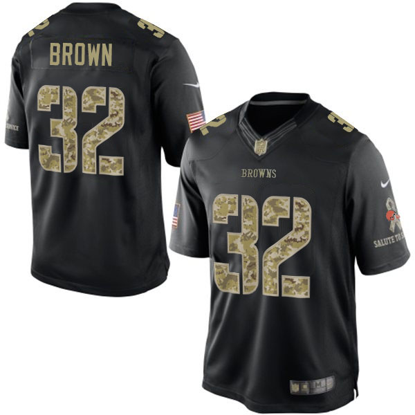 Cleveland Browns #32 Jim Brown Black Salute To Service Jersey