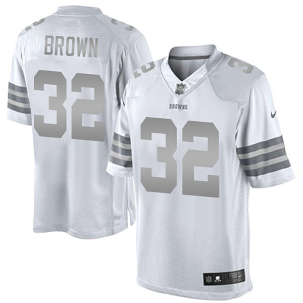 Cleveland Browns #32 Jim Brown White Platinum Limited Jersey Cleveland Browns #32 Jim Brown White Platinum Limited Jersey