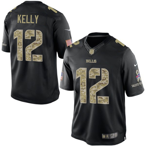 Buffalo Bills #12 Jim Kelly Black Salute To Service Jersey Buffalo Bills #12 Jim Kelly Black Salute To Service Jersey
