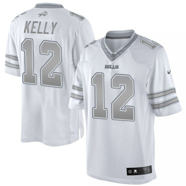 Buffalo Bills #12 Jim Kelly White Platinum Limited Jersey Buffalo Bills #12 Jim Kelly White Platinum Limited Jersey