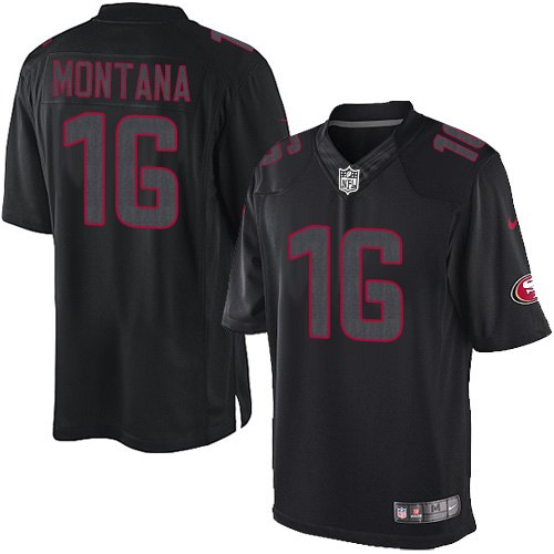 San Francisco 49ers #16 Joe Montana Limited Black Impact Jersey