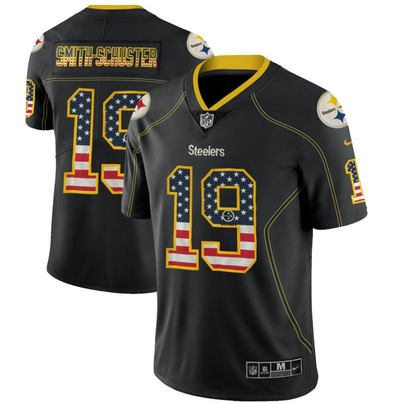 Pittsburgh Steelers #19 JuJu Smith-Schuster Black 2018 USA Flag Fashion Color Rush Limited Jersey