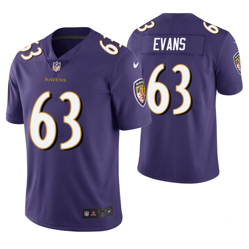 Baltimore Ravens #63 Justin Evans Purple Vapor Untouchable Limited Jersey